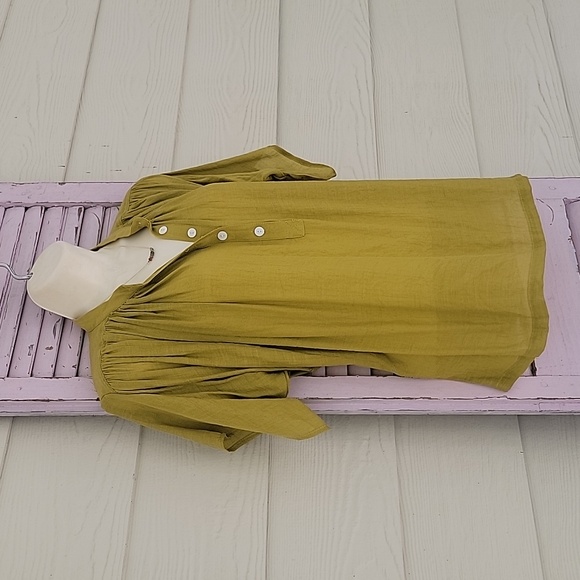 💗 P CILL Short Sleeve S Blouse S Top Chartreuse S - Picture 2 of 9